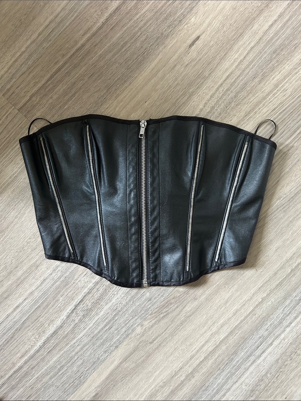 Black Faux Leather Corset Top, Dangerfield